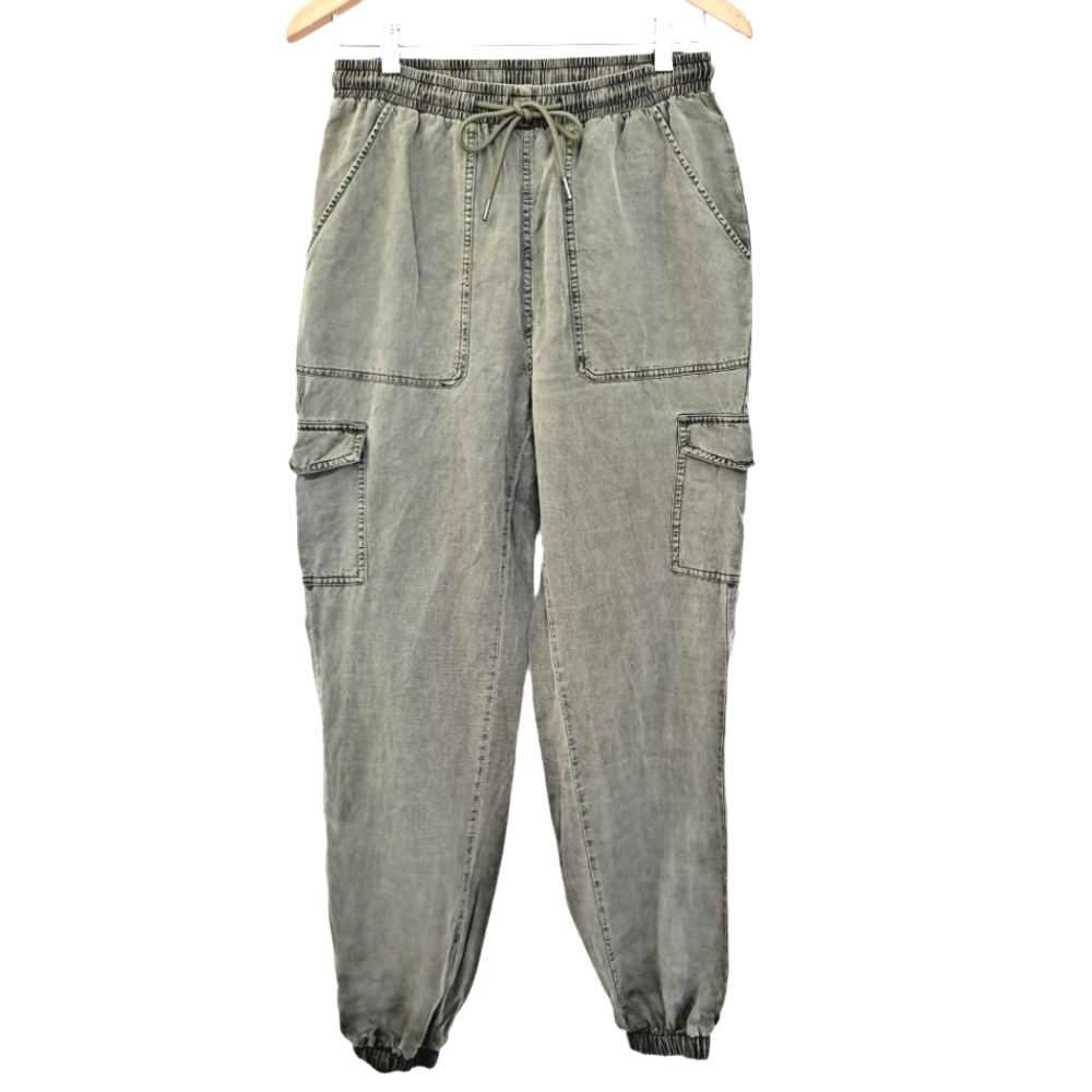 7 For All Mankind Olive Green High Rise Utility Cargo Pants Joggers szS